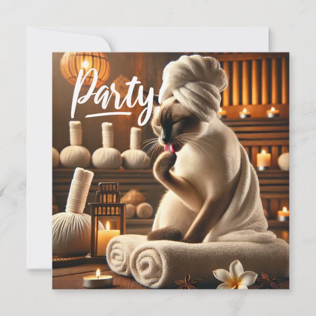 Siamese Cat in Spa PARTY-inbjudan Inbjudningar (Framsida)