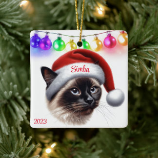 Siamese Cat-jul Julgransprydnad Keramik