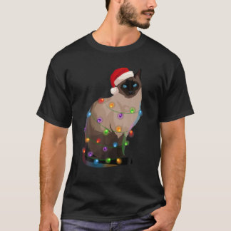 Siamese Cat jul Ljus Julafton Cat Lover T Shirt