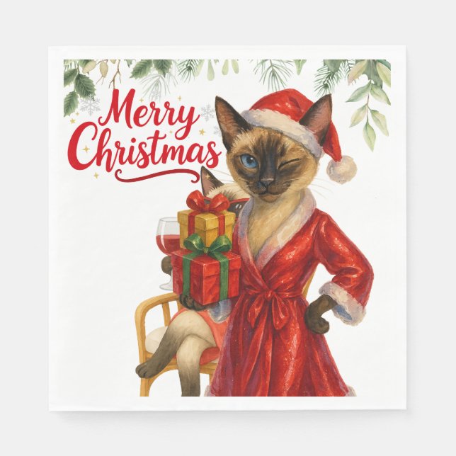 Siamese Cat jul Thmet Pappersservett (Framsidan)