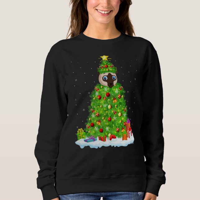Siamese Cat Julafton Lighting Träd Funny Siamese C T Shirt (Framsida)
