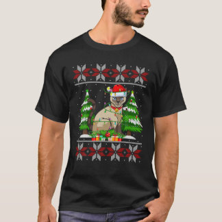 Siamese Cat Julgran Ljus Ugly Sweater San T Shirt