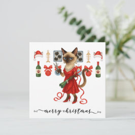 Siamese Cat-julklapp - glam-Helgdag Julkort