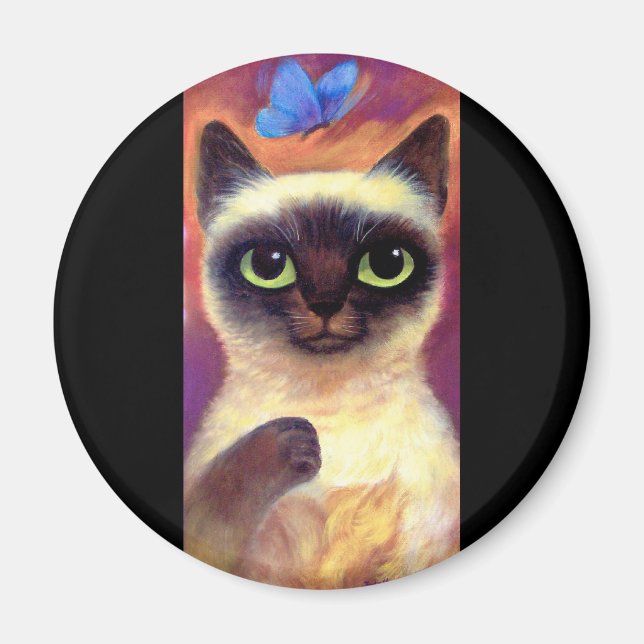 Siamese Cat Kattdjur Butterfly Art - Multi Magnet (Framsidan)