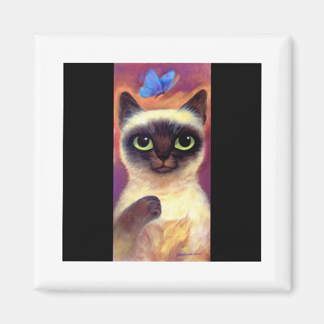 Siamese Cat Kattdjur Butterfly Art - Multi Magnet (Framsidan)
