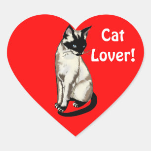 Siamese Cat Lover Heart Gift Stickers Hjärtformat Klistermärke