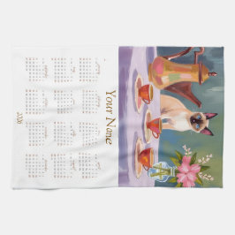 Siamese Cat Lovers 2026 Tea Towel Calendar  Kökshandduk