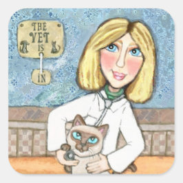 Siamese Cat Lover's Lycklig Veterinär Stickers Fyrkantigt Klistermärke