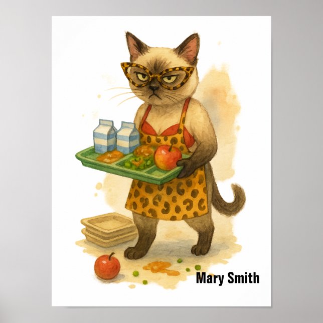 Siamese Cat Lunch Lady is in cafeteria Poster (Framsidan)