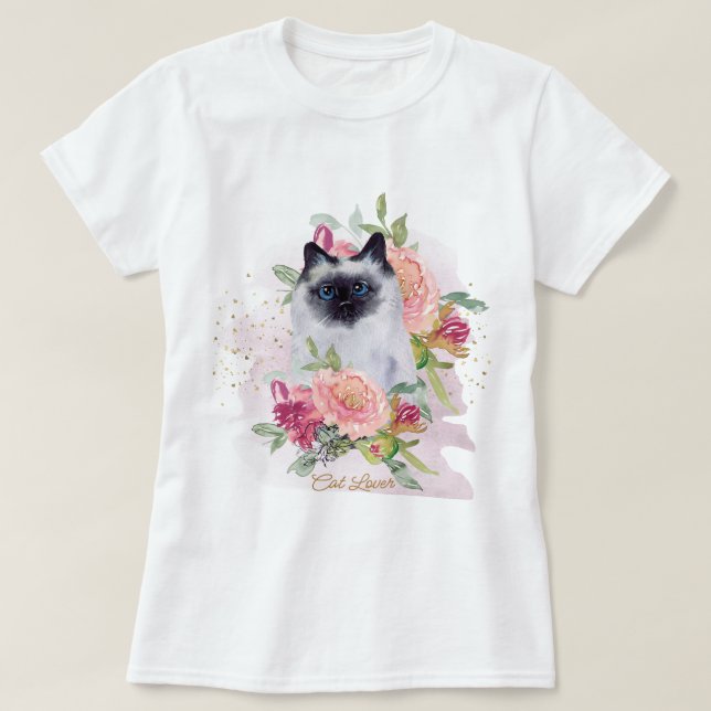 Siamese Cat Mamma Djurälskare Mors dag T Shirt (Design framsida)