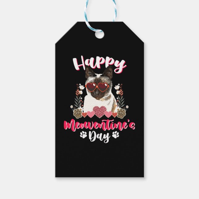 Siamese Cat Meowentines Funny Valentines day Presentetikett (Framsidan)