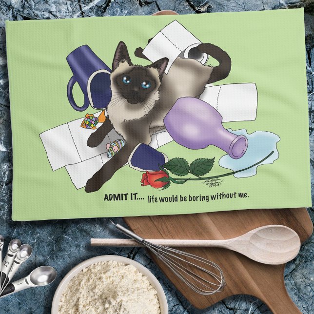 Siamese Cat MisChief Funny Kökshandduk (Skapare uppladdad)