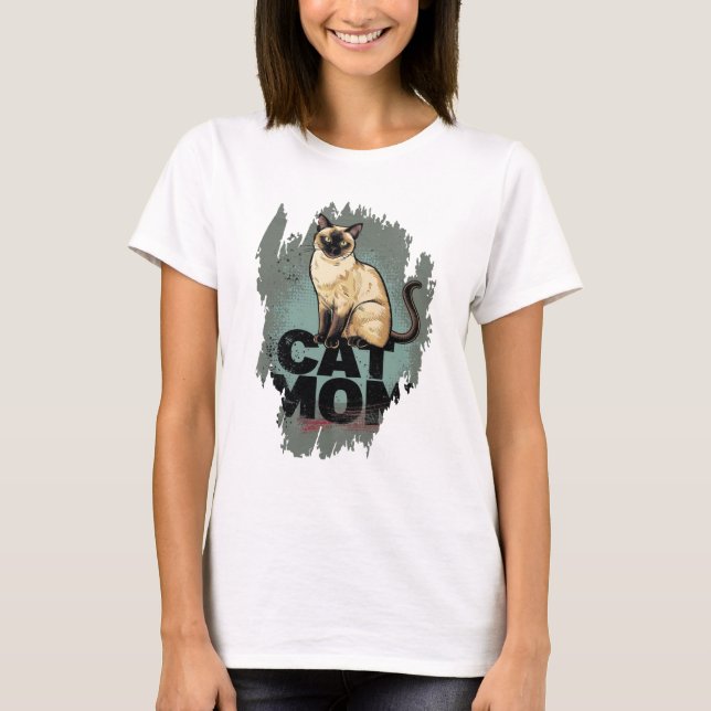 Siamese Cat Mom: Pawsitively Adorable T Shirt (Framsida)