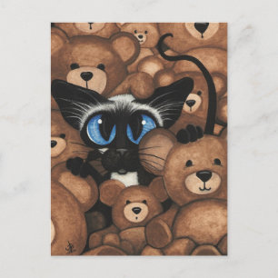 Siamese Cat Nalle Hug av BiHrLe Vykort