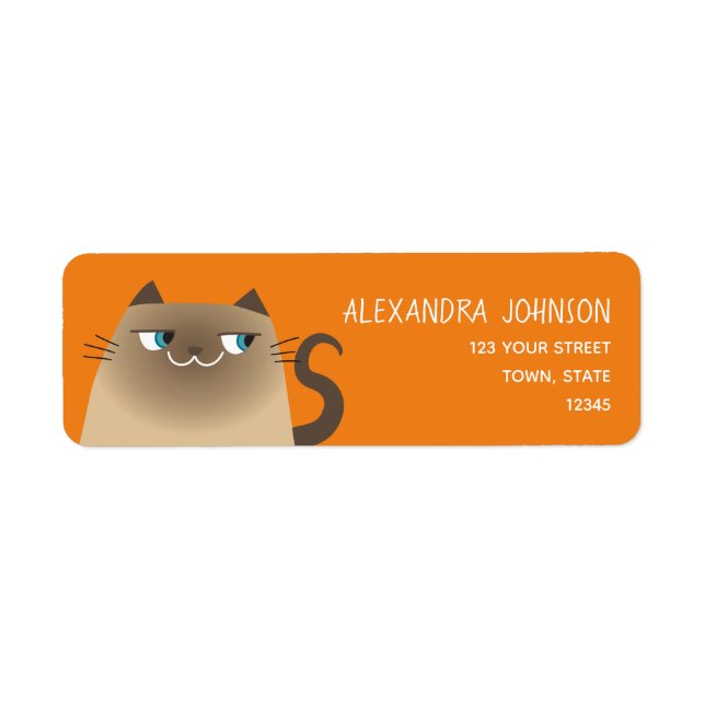 Siamese Cat Orange Returadress Returadress Etikett (Framsidan)
