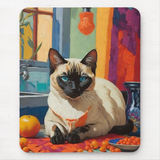 Siamese Cat på Countertop Musmatta (Framsidan)