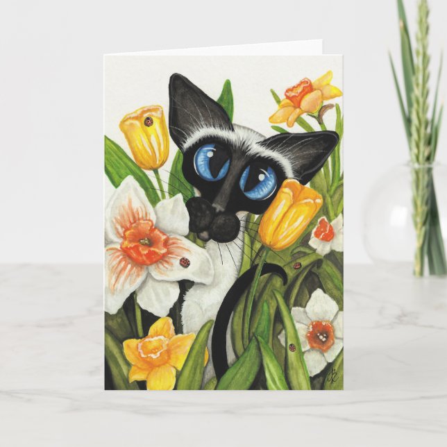 Siamese Cat Påsk Vår-kort Helgkort (Framsida)
