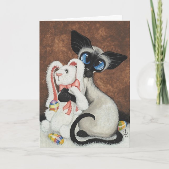 Siamese Cat Påskhare by Bihrle Card Helgkort (Framsida)