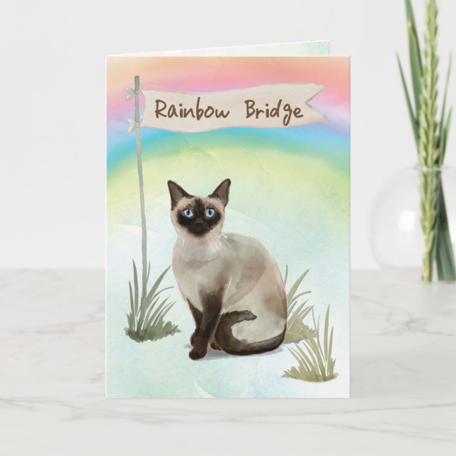 Siamese Cat Pet Sympathy over Rainbow Bridge Kort (Framsida)