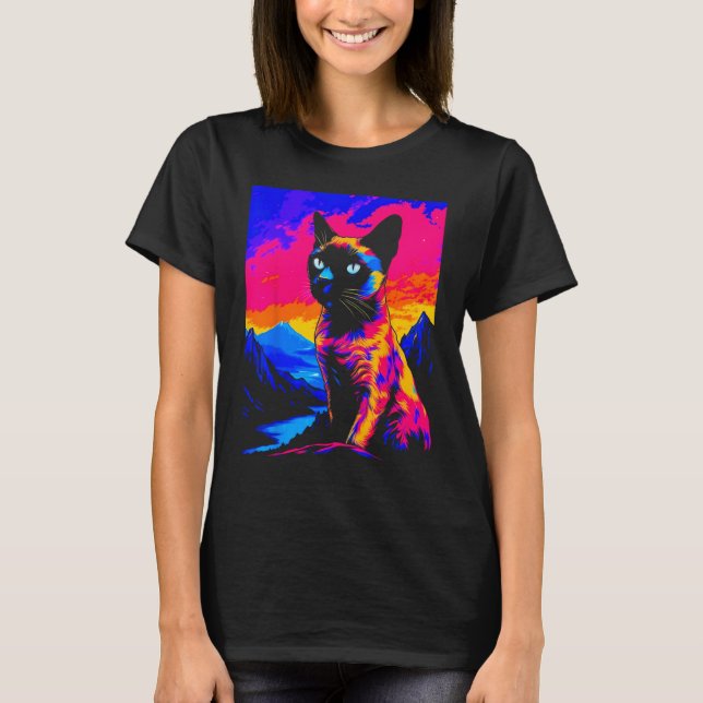 Siamese Cat Pop Art T Shirt (Framsida)
