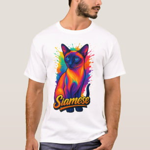 Siamese Cat Pop Art - Vibrant Neon Street Stil T Shirt
