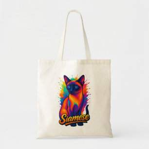 Siamese Cat Pop Art - Vibrant Neon Street Stil Tygkasse