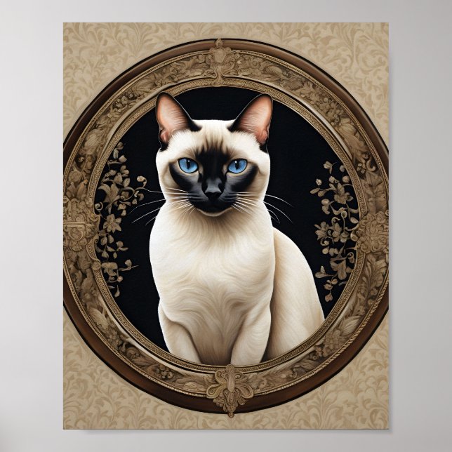 Siamese Cat Porträtt Elegant Poster (Framsidan)