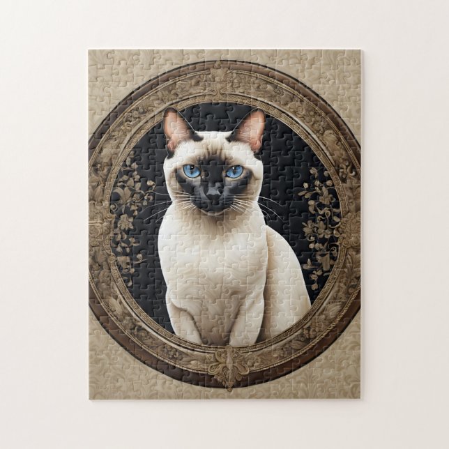 Siamese Cat Porträtt Elegant Pussel (Vertikal)