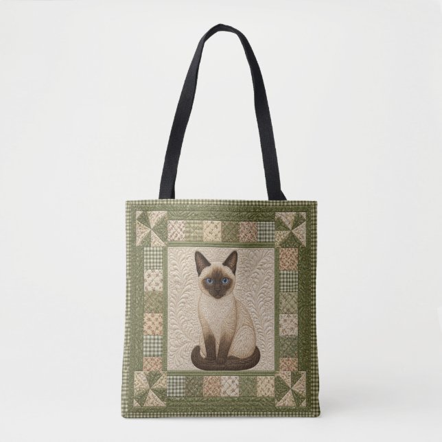 Siamese Cat Quilt Personalize Tygkasse (Framsida)