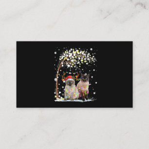 Siamese Cat Reindeer Hat Santa Julgran Funn Visitkort