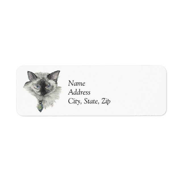 Siamese Cat Returadress Etikett (Framsidan)