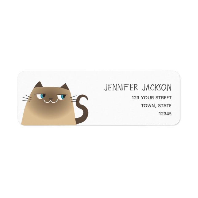 Siamese Cat Returadress Returadress Etikett (Framsidan)