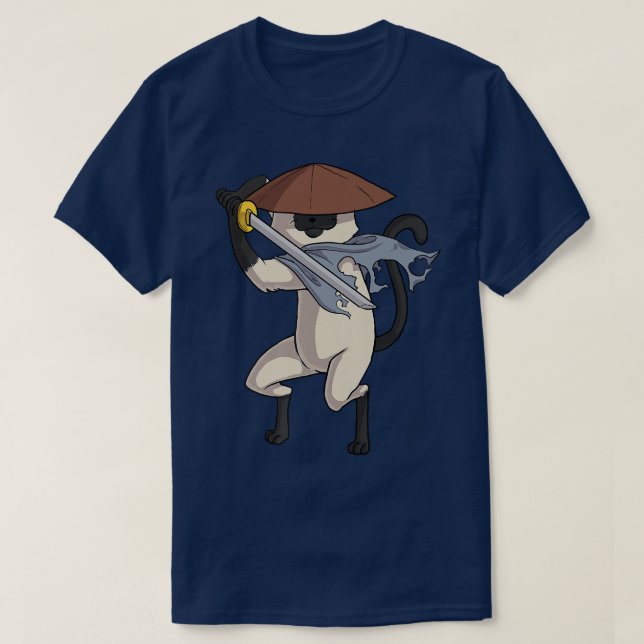 Siamese Cat Samurai Cat  T Shirt (Design framsida)