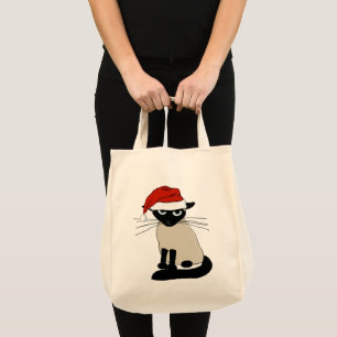 Siamese Cat Santa Funny jul-Helgdag Tygkasse