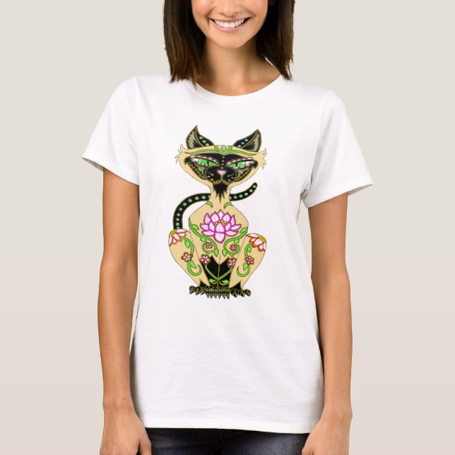Siamese Cat Sugar Skull T-shirt (Framsida)