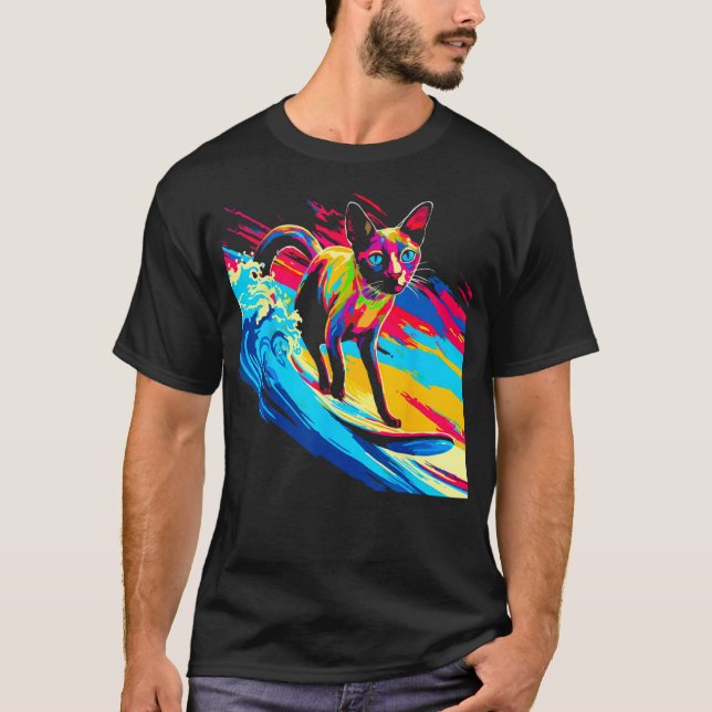 Siamese Cat Surf T Shirt (Framsida)