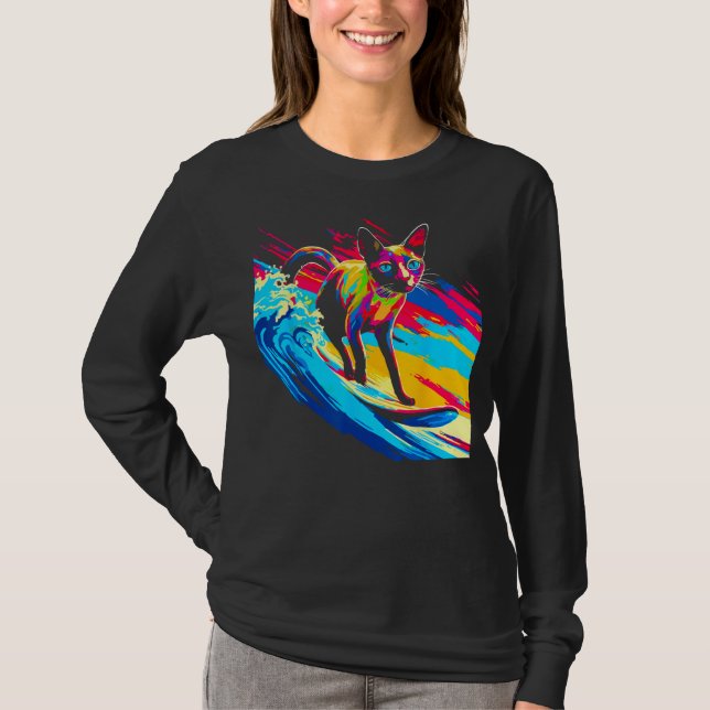 Siamese Cat Surf T Shirt (Framsida)