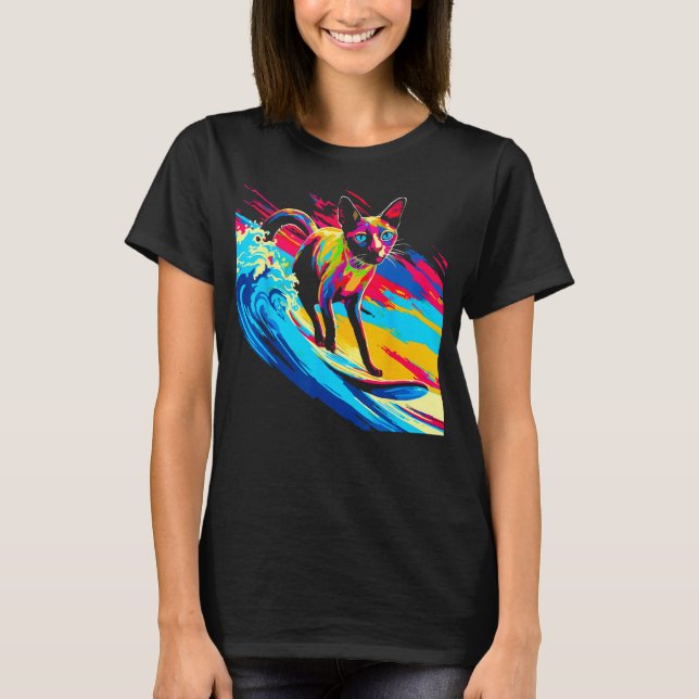 Siamese Cat Surf T Shirt (Framsida)