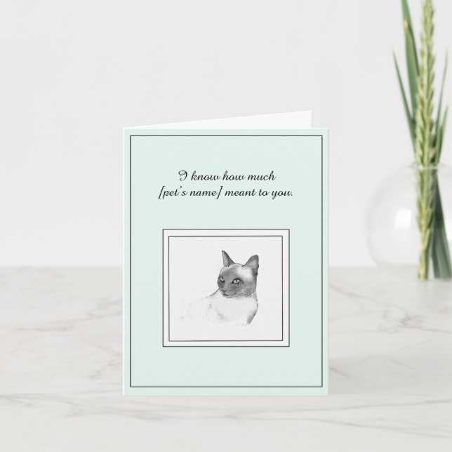 Siamese Cat Sympathy Card Kort (Framsida)