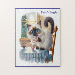 Siamese Cat & Tea Time Jigsaw Puzzle Pussel