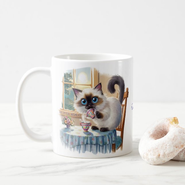 Siamese Cat & Tea Time Mug Kaffemugg (Med munk)