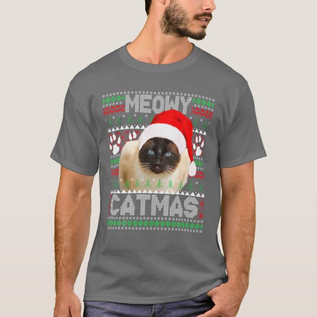 Siamese Cat Teckning Funny Gift T Shirt (Framsida)