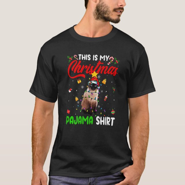 Siamese Cat  This Is My Christmas Pajama  Xmas T Shirt (Framsida)