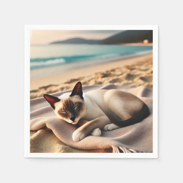 Siamese Cat-tuppen vid stranden Pappersservett (Framsidan)