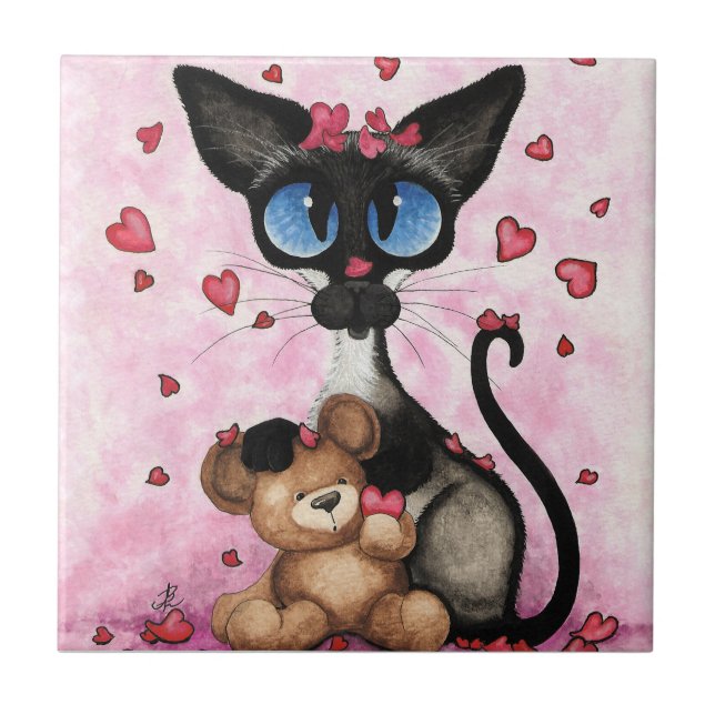 Siamese Cat Valentines Day by Bihrle Kakelplatta (Framsidan)