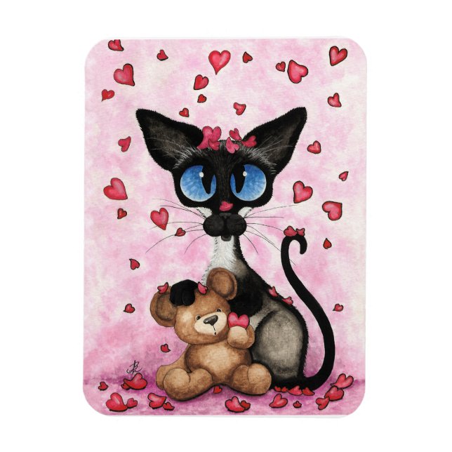 Siamese Cat Valentines Day by Bihrle Magnet (Vertikal)