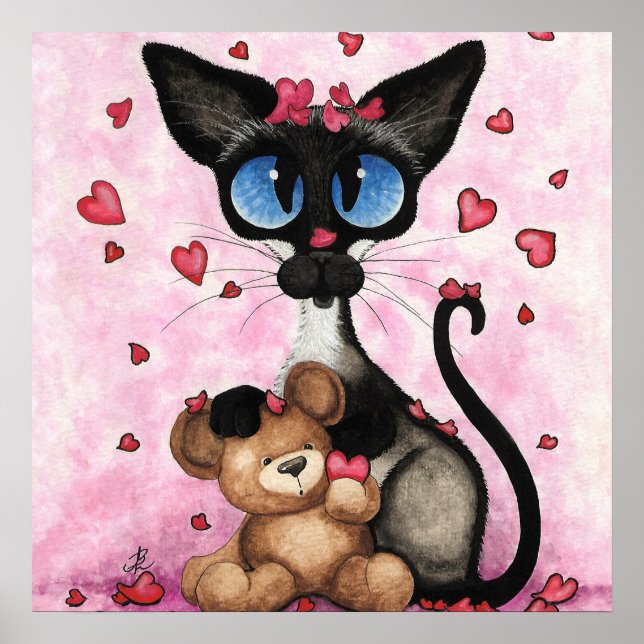 Siamese Cat Valentines Day by Bihrle Poster (Framsidan)