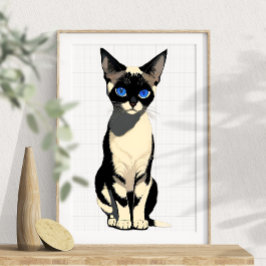 Siamese Cat Wall Art Blue Eyed Cat Lover Poster