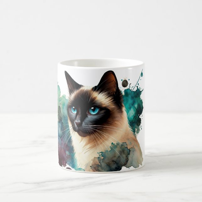 Siamese Cat Watercolor Kaffemugg (Center)