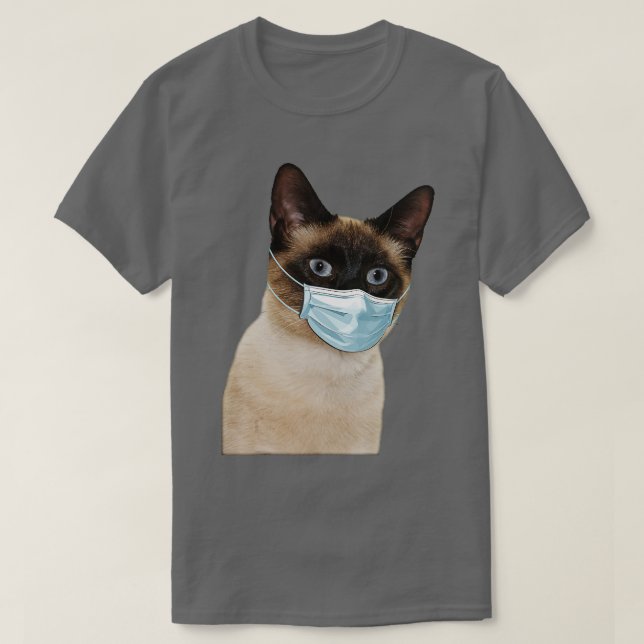 Siamese Cat Wearing Cat Ansikte Mask Kärlek Siames T Shirt (Design framsida)
